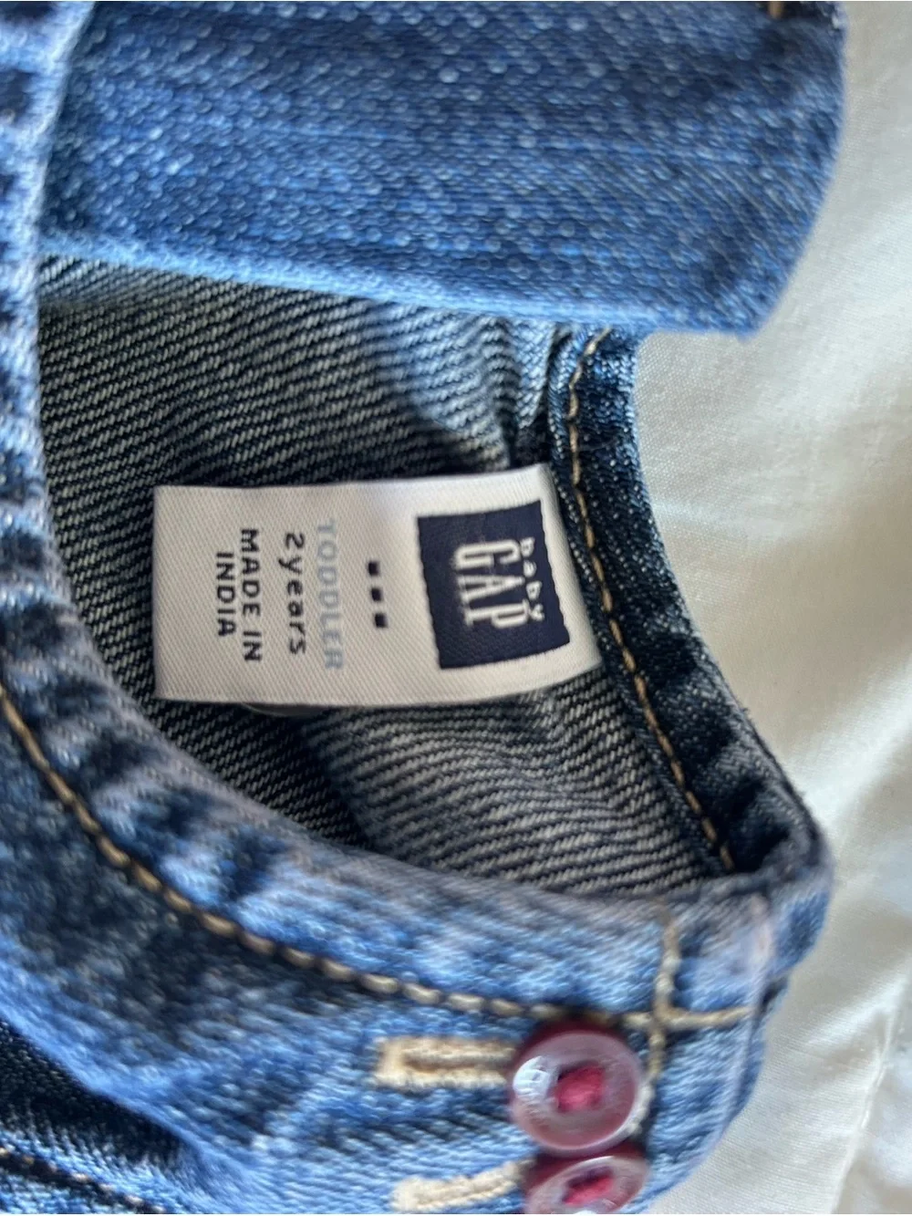 Vintage GAP Toddler Denim Dress with Pink Embroidered Patches